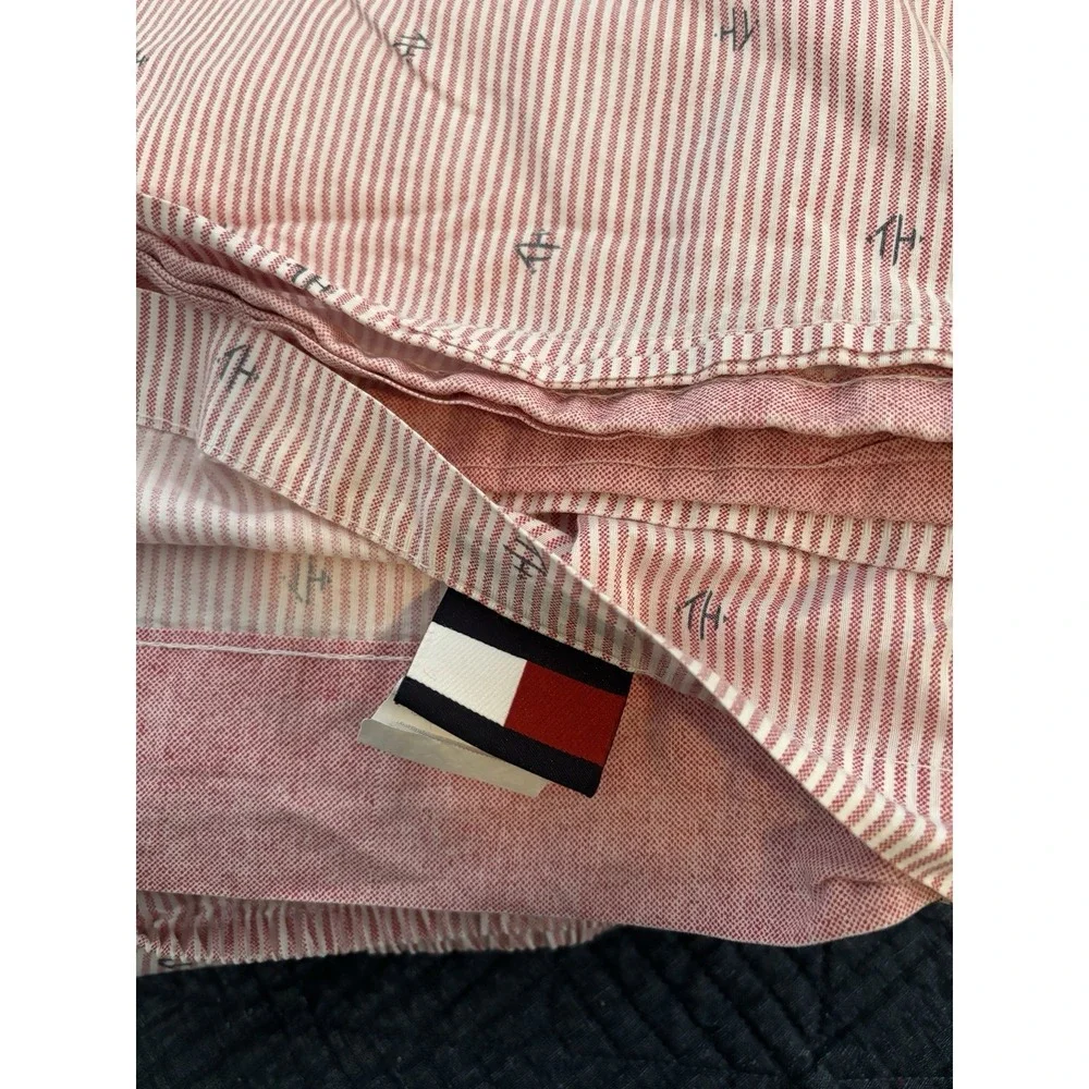 4 Pc Sheet Set Tommy Hilfiger Logo Stripe Tarten Cotton 60/40 Flat Fitted Cases